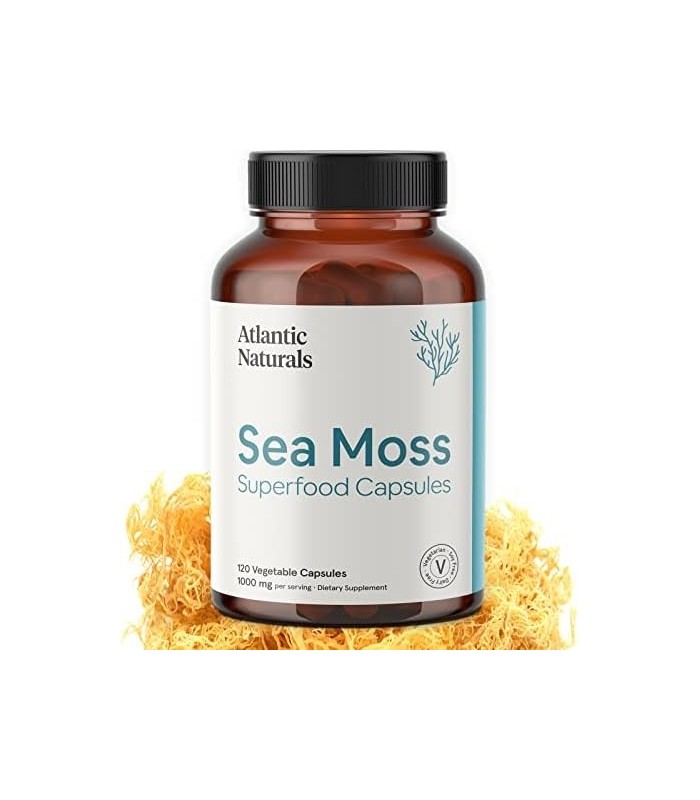 Cápsulas de Superalimento Sea Moss 1.000 MG Organic Irish Sea Moss Suporta Sistema Imunológico Saudável (120 Cápsulas)