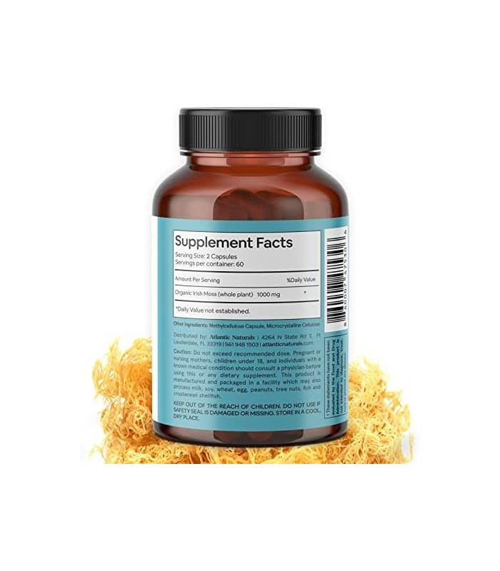 Cápsulas de Superalimento Sea Moss 1.000 MG Organic Irish Sea Moss Suporta Sistema Imunológico Saudável (120 Cápsulas)