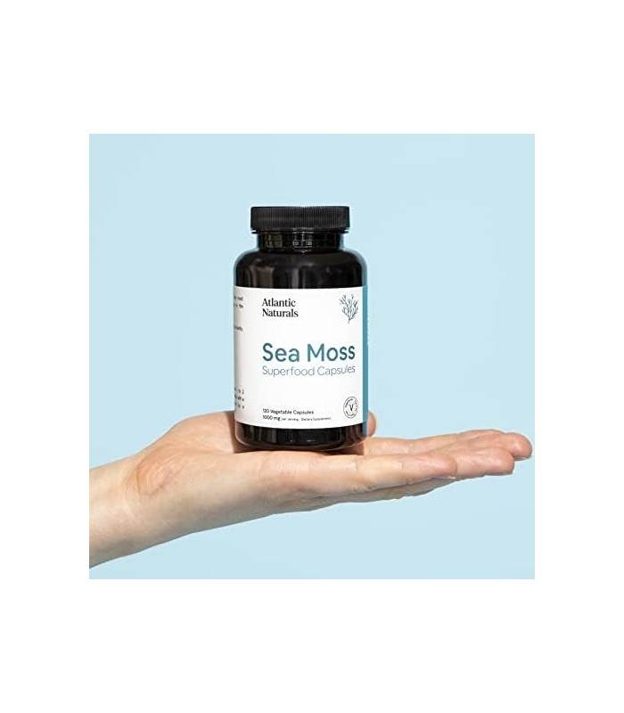 Cápsulas de Superalimento Sea Moss 1.000 MG Organic Irish Sea Moss Suporta Sistema Imunológico Saudável (120 Cápsulas)