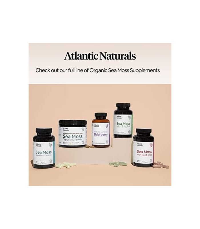 Cápsulas de Superalimento Sea Moss 1.000 MG Organic Irish Sea Moss Suporta Sistema Imunológico Saudável (120 Cápsulas)