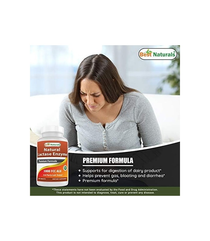 Best Naturals Fast Acting Lactase Enzyme Tablet, 3000 Fcc Alu, 180 Count (859375002900)