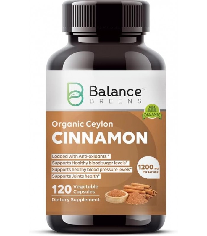 Canela de Ceilão Orgânica Certificada 1200mg - 120 Cápsulas Veg - Suporte ao Metabolismo do Açúcar, Suplemento de Suporte para a