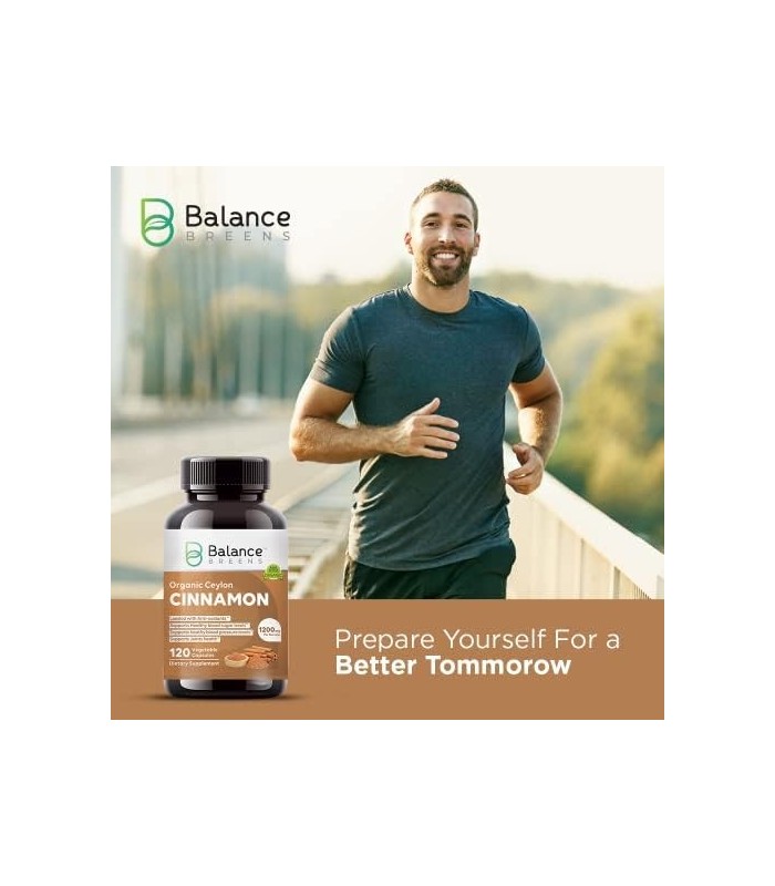 Canela de Ceilão Orgânica Certificada 1200mg - 120 Cápsulas Veg - Suporte ao Metabolismo do Açúcar, Suplemento de Suporte para a
