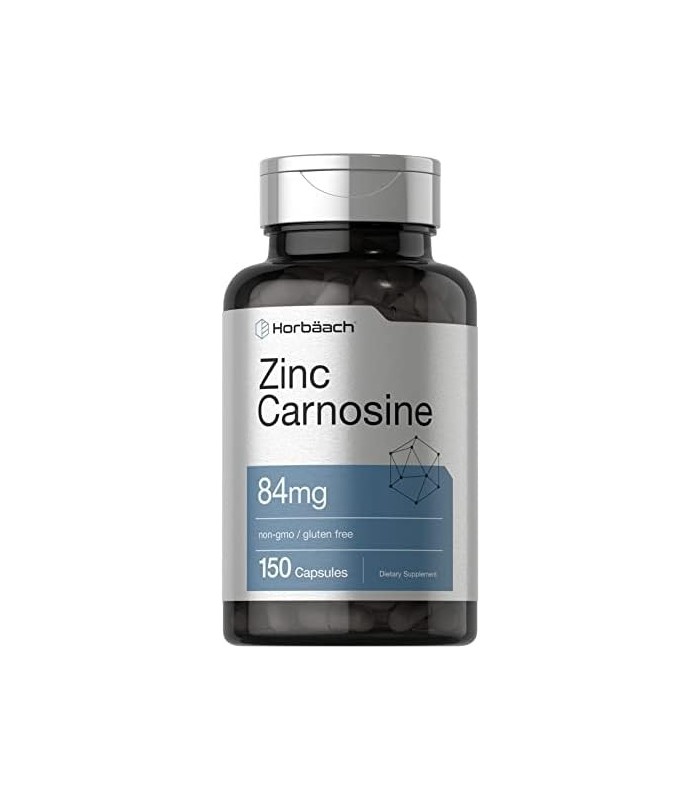 Suplemento de Carnosina de Zinco | 84mg por cápsula | 150 Contagem | Não transgênico e sem glúten | por Horbaach