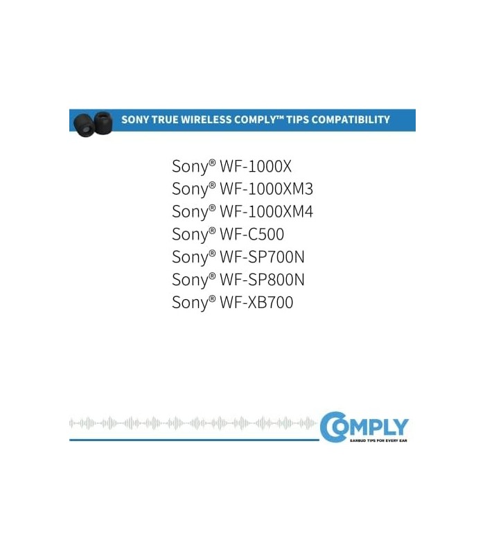 COMPLY Foam Foam Tips para Sony TrueWireless WF-1000XM4, WF-1000XM3, WF-XB700, Ultimate Comfort | Ajuste Inabalável | Sortido, 3