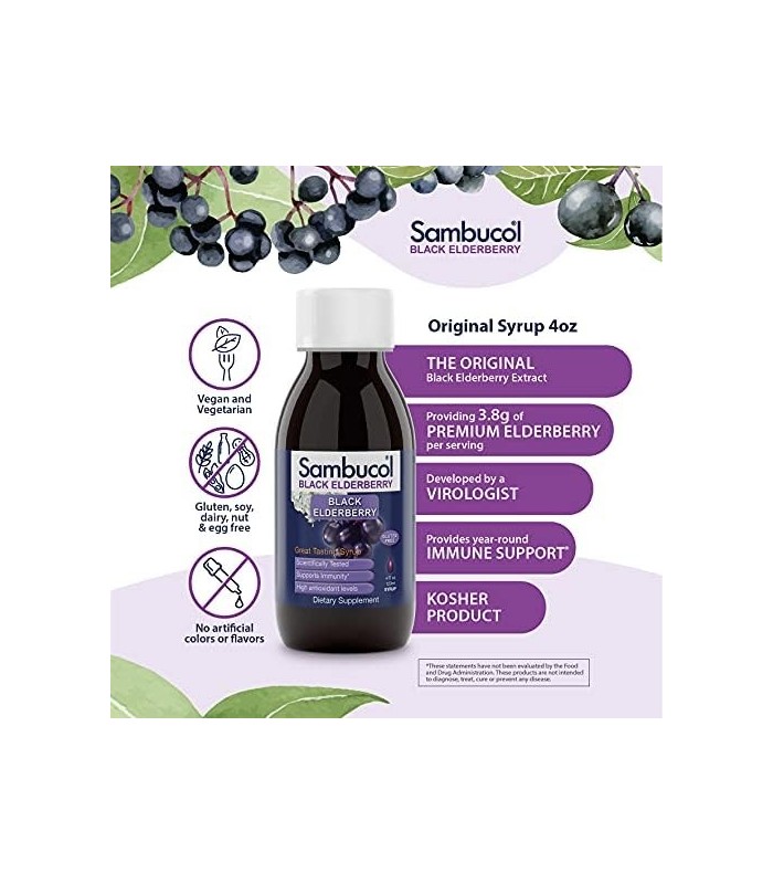 Sambucol Black Elderberry Syrup - Sambucus Elderberry Syrup, Black Elderberry Liquid, Suporte Imunológico, Sabugueiro Xarope par