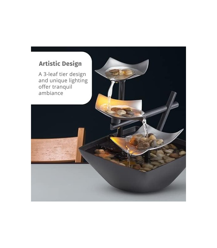 Fonte de mesa interna de relaxamento de 3 camadas HoMedics, bomba automática com interruptor de energia, bacia extra profunda co