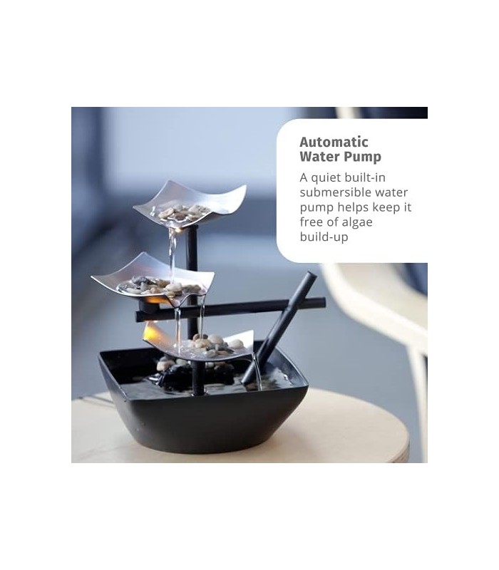 Fonte de mesa interna de relaxamento de 3 camadas HoMedics, bomba automática com interruptor de energia, bacia extra profunda co