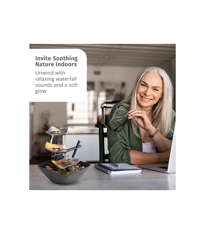 Fonte de mesa interna de relaxamento de 3 camadas HoMedics, bomba automática com interruptor de energia, bacia extra profunda co