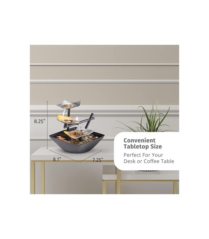 Fonte de mesa interna de relaxamento de 3 camadas HoMedics, bomba automática com interruptor de energia, bacia extra profunda co