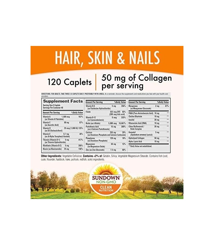 Sundown Naturals Hair, Skin & Nails, 120 cápsulas (65287)