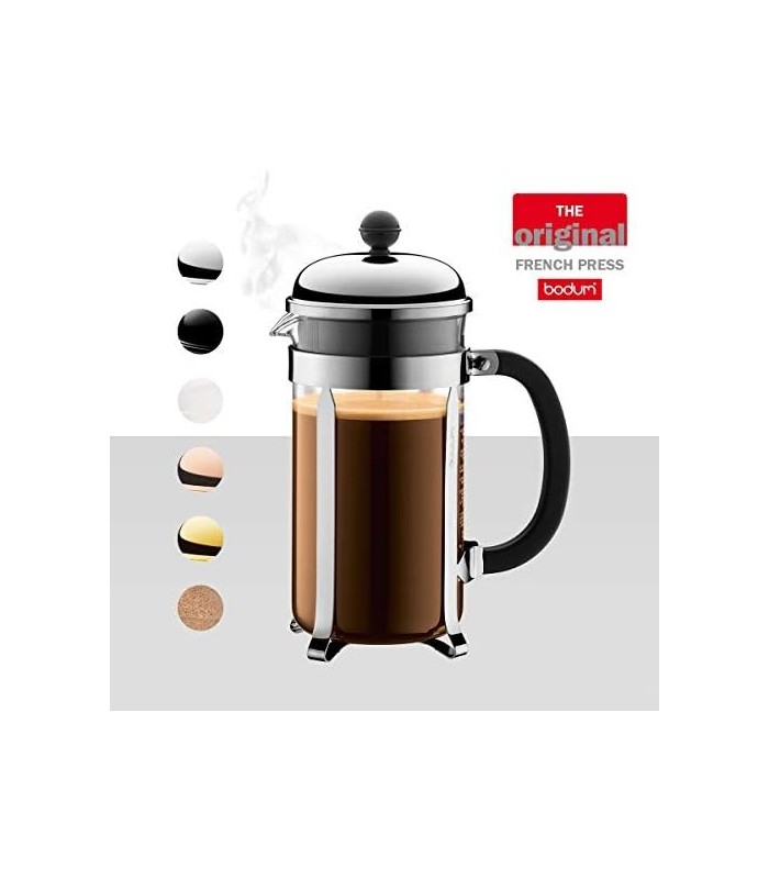 Bodum 1928-16US4 Chambord French Press Cafeteira, 1 litro, 34 onças, cromado