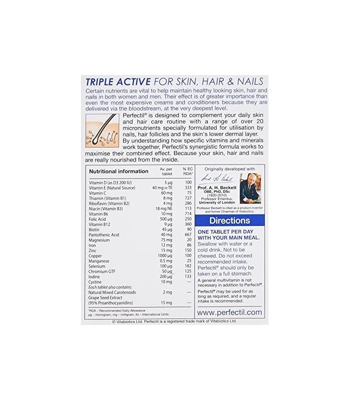 Vitabiotics Perfectil Triple-Active Beleza Multivitamínico | Pele, Unhas e Cabelos Vitaminas | Saúde e crescimento do cabelo, fo