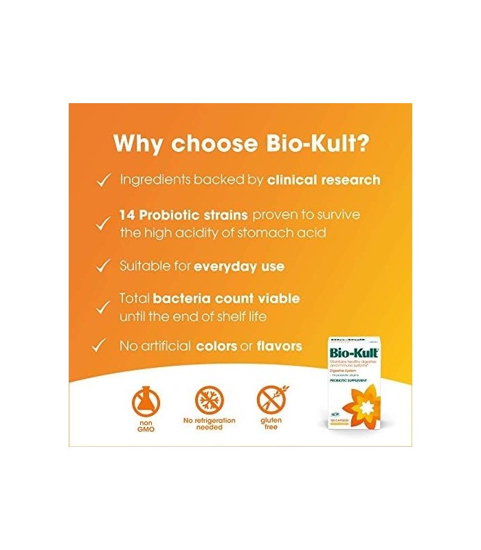 Probióticos Avançados Bio-Kult -14 Cepas, Suplemento Probiótico, Probióticos para Adultos, Lactobacillus Acidophilus, Sem Necess
