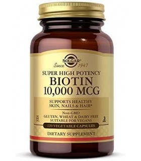 Solgar Biotina 10.000 mcg, 120 Cápsulas Vegetais - Energia, Metabolismo, Promove Pele, Unhas e Cabelos Saudáveis ??- Super Potên