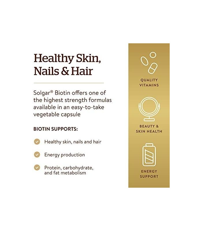 Solgar Biotina 10.000 mcg, 120 Cápsulas Vegetais - Energia, Metabolismo, Promove Pele, Unhas e Cabelos Saudáveis ??- Super Potên