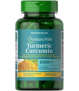 Cúrcuma Curcumina da Puritans Pride, 1000mg, 120 Cápsulas de Liberação Rápida