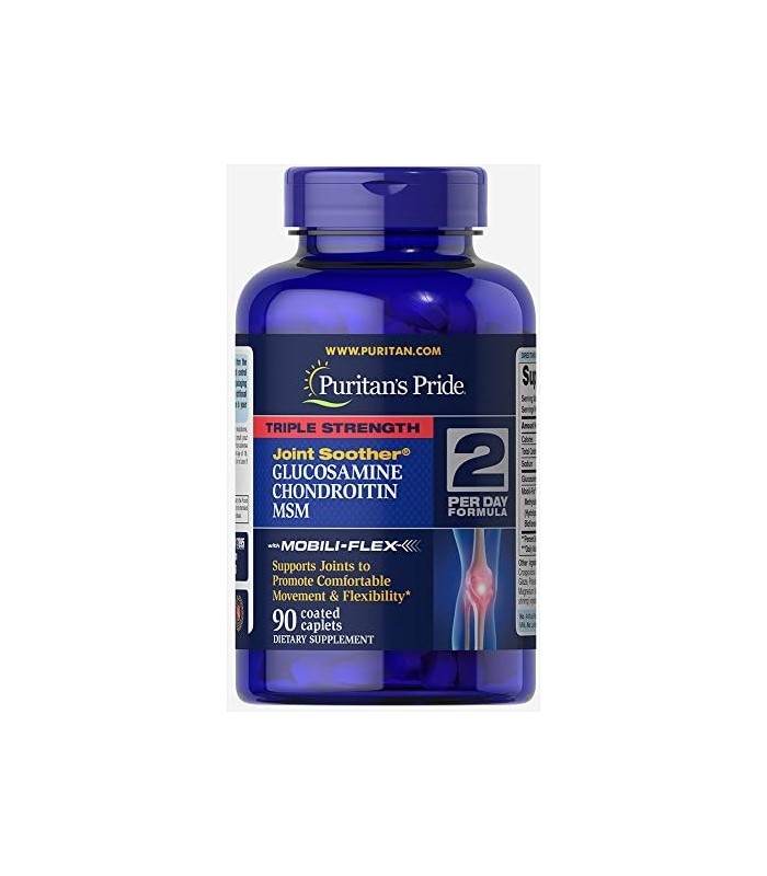 Glucosamina de força tripla Puritans Pride, condroitina e chupeta para articulações MSM, 90 cápsulas revestidas