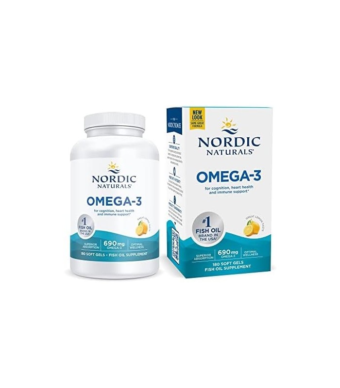 Nordic Naturals Omega-3, Sabor a Limão - 180 Géis Suaves - 690 mg Omega-3 - Óleo de Peixe - EPA e DHA - Suporte Imunológico, Saú