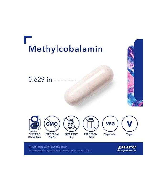 Encapsulações Puras Metilcobalamina 1.000 mcg | Suplemento de vitamina B12 para apoiar a memória e os nervos* | 60 cápsulas