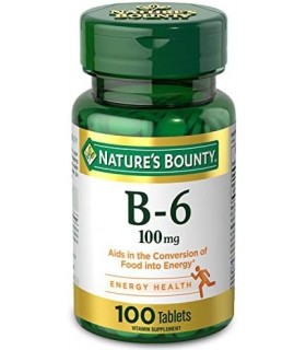 Natureøs Bounty Vitamina B6, Suporta Metabolismo Energético e Saúde do Sistema Nervoso, 100mg, Comprimidos, 100 Ct