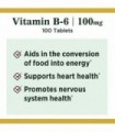 Natureøs Bounty Vitamina B6, Suporta Metabolismo Energético e Saúde do Sistema Nervoso, 100mg, Comprimidos, 100 Ct
