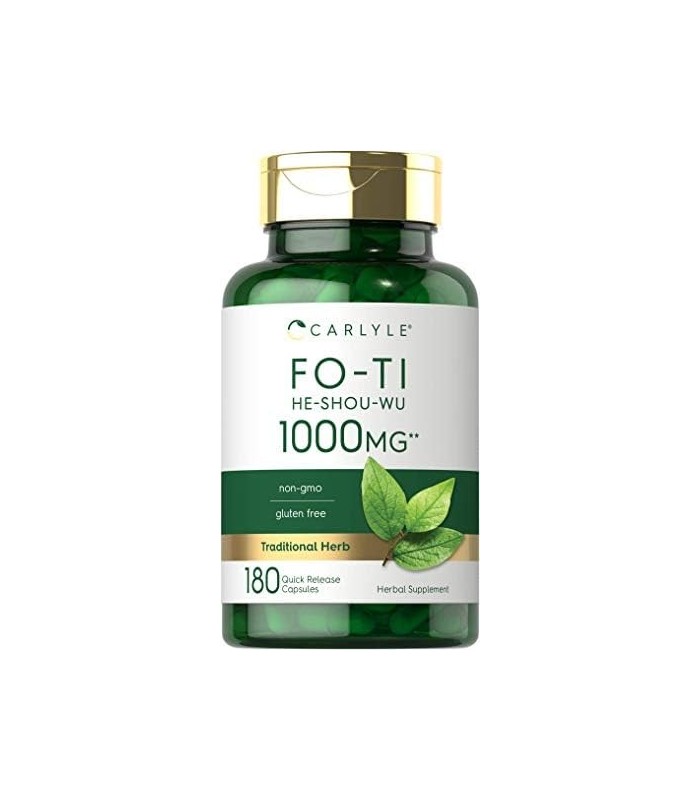 Carlyle Fo-Ti 1000mg | 180 Cápsulas | Raiz He-Shou-Wu | Erva Tradicional | Suplemento não transgênico e sem glúten