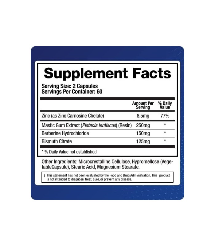 Pylori-X para defesa contra H. Pylori | Chá de Matula Goma Mástique Alternativa, Zinco Carnosina, Berberina, Sais de Bismuto | E