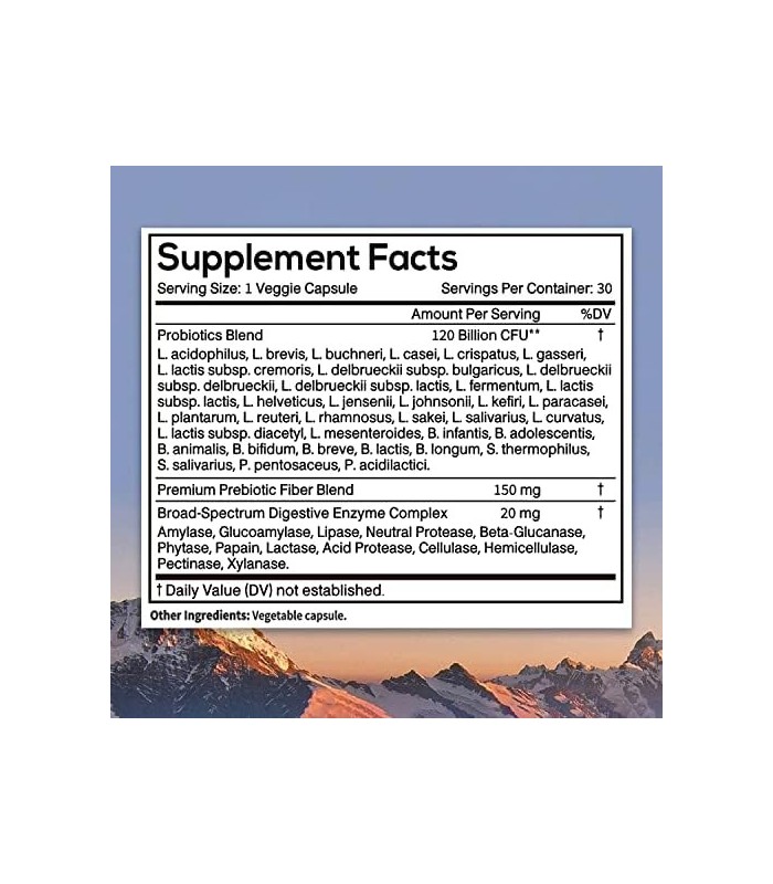 Probióticos NewRhythm 120 bilhões de CFU 36 cepas, 3 em 1 e suporte imunológico com prebióticos e enzimas, liberação direcionada