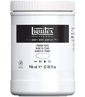 Tinta acrílica para corpo pesado profissional Liquidex, pote de 32 onças (946 ml), branco de titânio