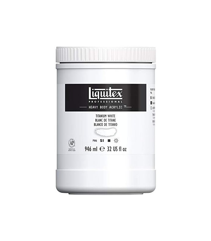 Tinta acrílica para corpo pesado profissional Liquidex, pote de 32 onças (946 ml), branco de titânio