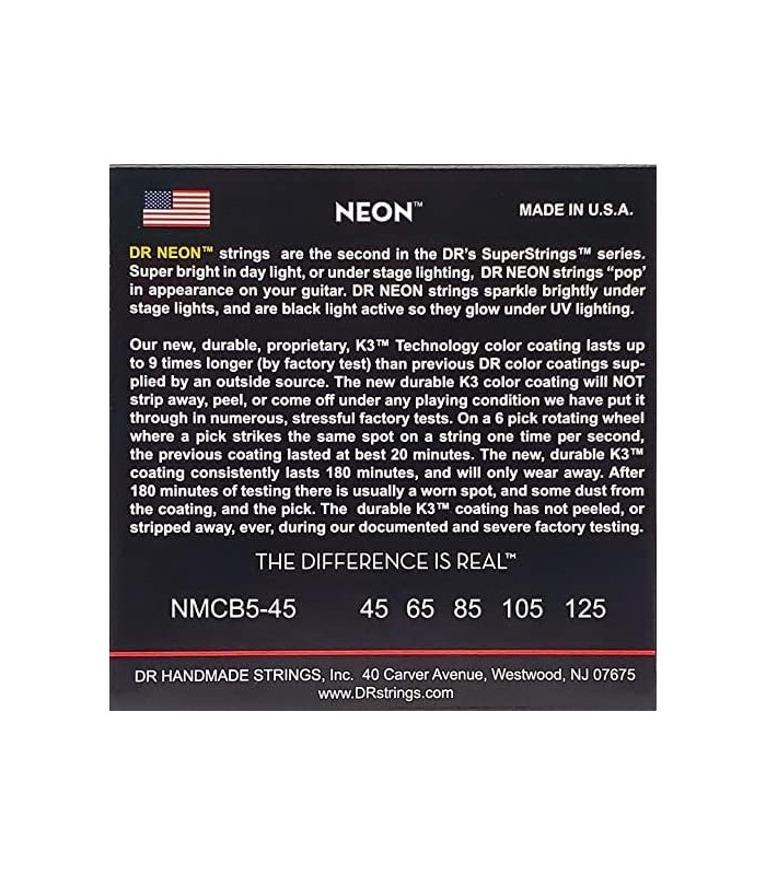 DR Strings HI-DEF NEON Bass Guitar Strings (NMCB5-45)