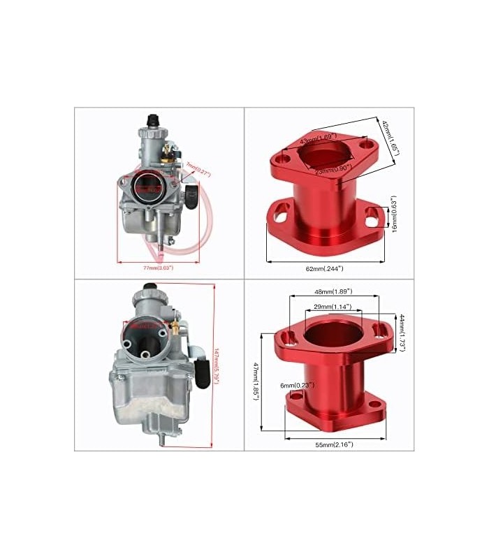 FVRITO VM22 Carburador Carb Performance Tubo de admissão Mainfold 38mm Kit de filtro de ar Adaptar para Predator 212cc GXhp Moto