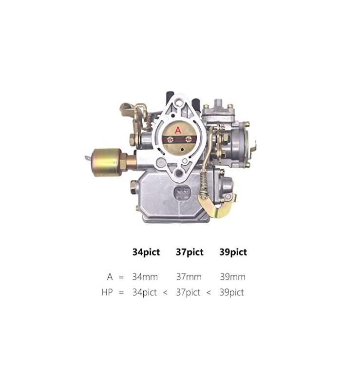 Carburador 34 PICT-3 para VW Beetles Super Beetles Dual Port 1600cc Motor 12V Refrigerado a Ar Tipo 1 Motores Automático Choke T