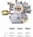 Carburador 34 PICT-3 para VW Beetles Super Beetles Dual Port 1600cc Motor 12V Refrigerado a Ar Tipo 1 Motores Automático Choke T