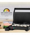 Grelhador Panini interno elétrico Ovente com placa dupla antiaderente, 1000 W com controle de termostato e bandeja removível par