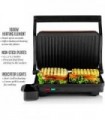 Grelhador Panini interno elétrico Ovente com placa dupla antiaderente, 1000 W com controle de termostato e bandeja removível par