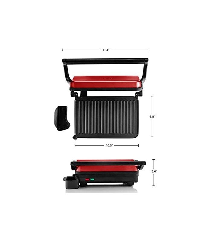 Grelhador Panini interno elétrico Ovente com placa dupla antiaderente, 1000 W com controle de termostato e bandeja removível par