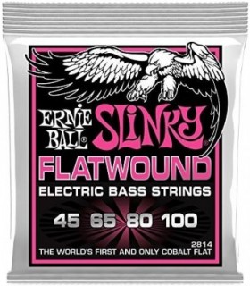Cordas para baixo Ernie Ball Super Slinky Flatwound, calibre 45-100 (P02814)
