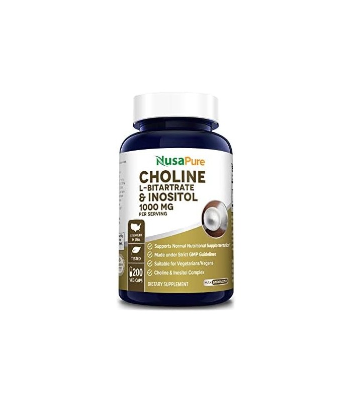 Colina e Inositol 1000mg - 200 Veggie Caps (100% Vegetariano, Não-OGM e Sem Glúten)