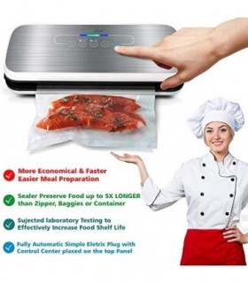 NutriChef PKVS Sealer | Kit de preservação do sistema de vedação de ar a vácuo automático | Compacto | Testado em laboratório |