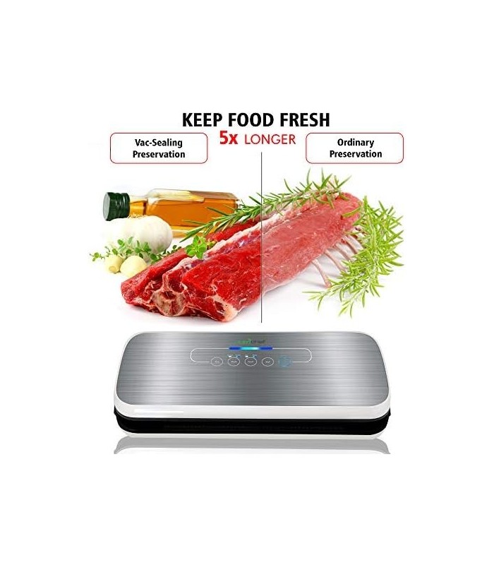 NutriChef PKVS Sealer | Kit de preservação do sistema de vedação de ar a vácuo automático | Compacto | Testado em laboratório |