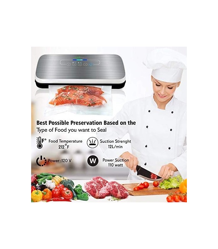 NutriChef PKVS Sealer | Kit de preservação do sistema de vedação de ar a vácuo automático | Compacto | Testado em laboratório |