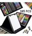 Sunnyglade 185 peças conjunto de arte de cavalete dupla face com três dobras, caixa de arte de desenho com pastéis de óleo, giz