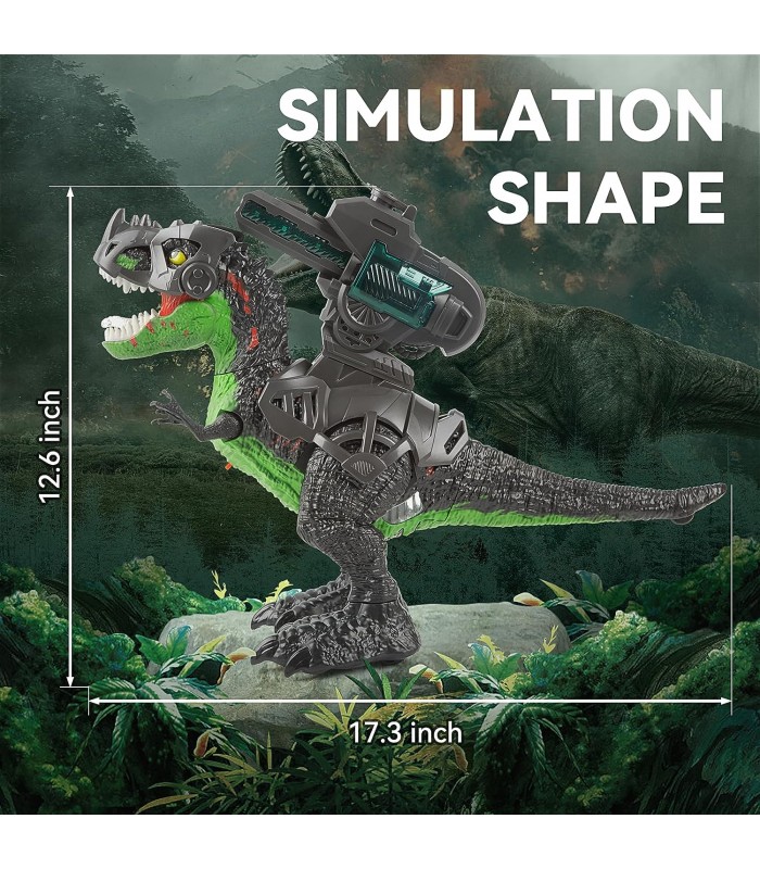 Dinossauro biônico T-Rex de armadura elétrica realista com bombas de água,  luzes e rugido, controle remoto Spray de névoa