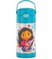 THERMOS FUNTAINER 12 onças de aço inoxidável isolado a vácuo Garrafa de canudo para crianças, Gabbys Dollhouse