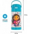 THERMOS FUNTAINER 12 onças de aço inoxidável isolado a vácuo Garrafa de canudo para crianças, Gabbys Dollhouse