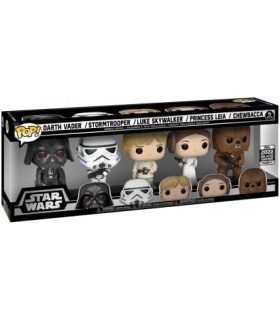 Funko Pop! Vinil: Star Wars - Darth Vader, Stormtrooper, Luke Skywalker, Princesa Leia e Chewbacca - Pacote com 5 (Convenção Gal
