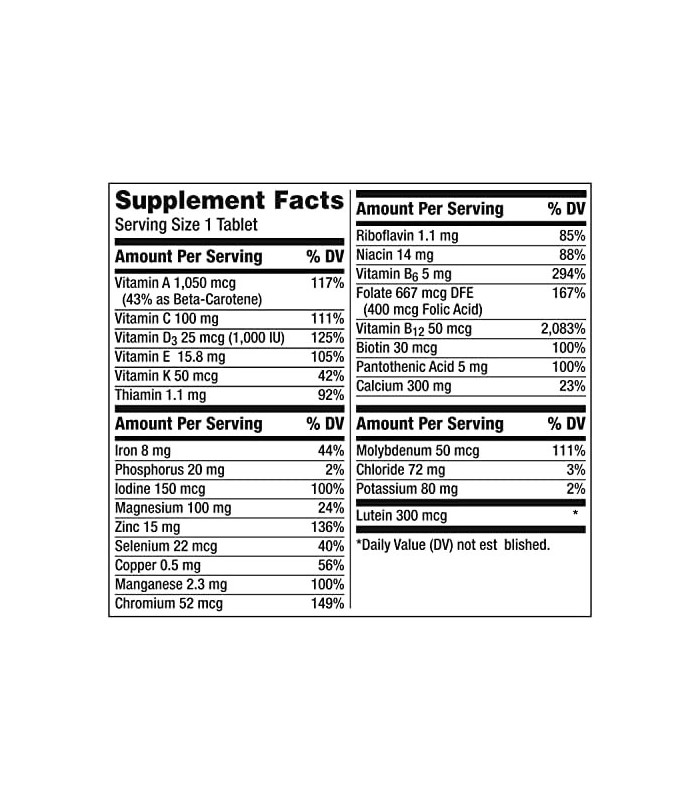 Centrum Silver Womens Multivitamínico para mulheres 50 Plus, suplemento com vitamina D3, vitaminas B, ingredientes não transgêni