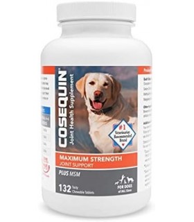 Nutramax Cosequin Suplemento para saúde das articulações de força máxima para cães - Com glucosamina, condroitina e MSM, 132 com